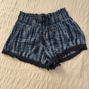 No Boundaries Dark Blue Tie-Dye High Waist Shorts